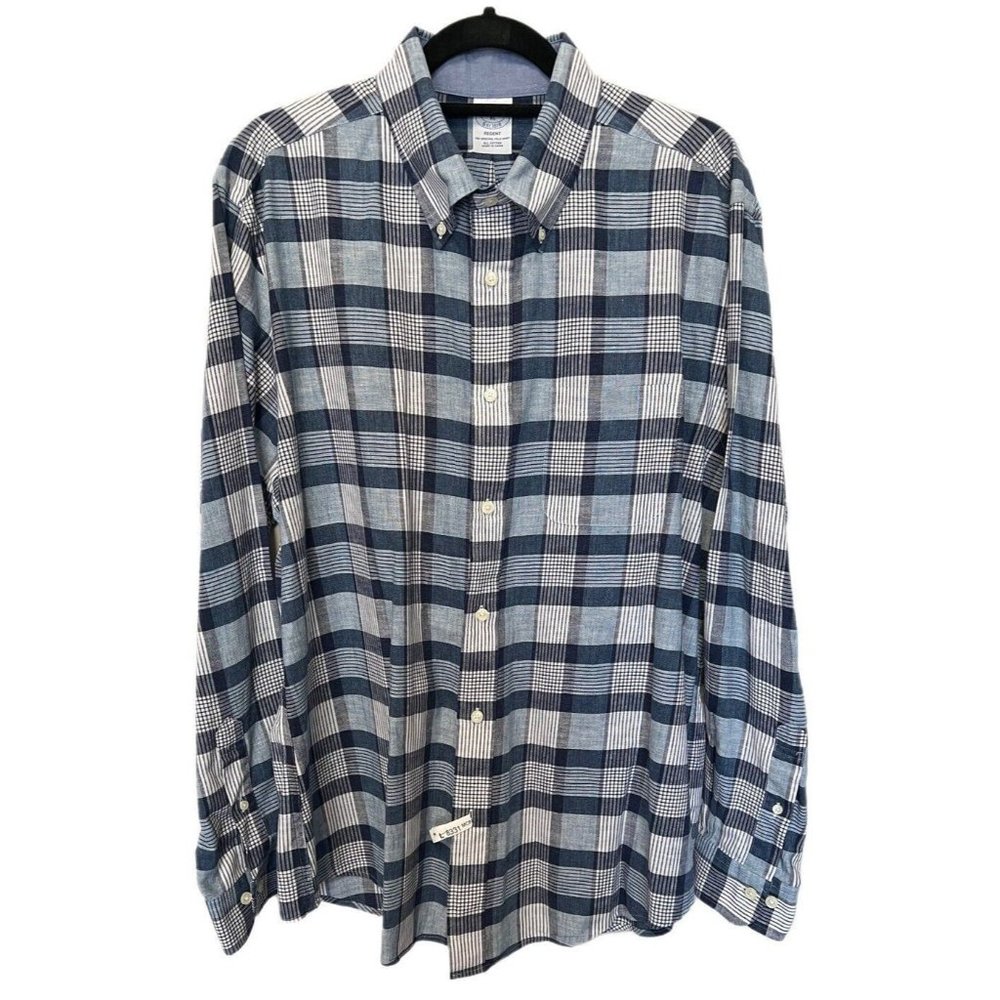 Brooks Brothers 1818 XL Regent‎ Blue Plaid Long Sleeve Button Down